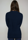Ladies Slim-Fit Aran Sweater Navy