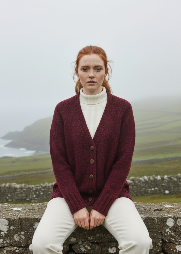 Ladies Tweed Cardigan | Berry