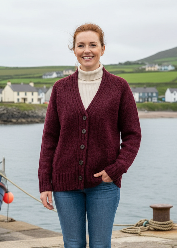 Ladies Tweed Cardigan | Berry