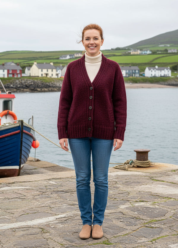 Ladies Tweed Cardigan | Berry