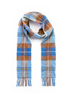 John Hanly Blue Grey Rust Plaid Scarf