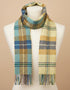 Irish Wool Scarf Long Citrus Blue Brown Plaid