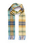 Irish Wool Scarf Long Citrus Blue Brown Plaid