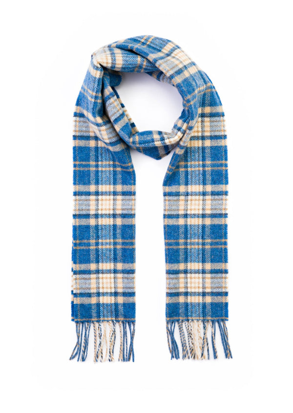 John Hanly Blue Beige Check Scarf