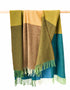 Lambswool Throw Blue Green Mustard Tan Large Blocks