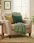 Lambswool Throw Cream Green Small Block - Clearance