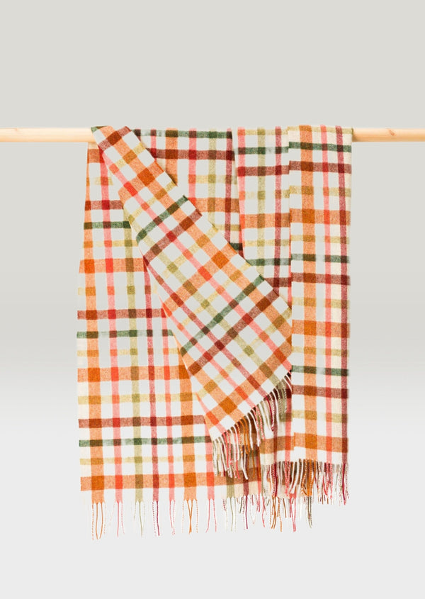 Lambswool Throw Beige Green Rust Maroon Check