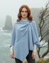 Lambswool Draped Shawl Light Blue | Irish Asymmetrical Design