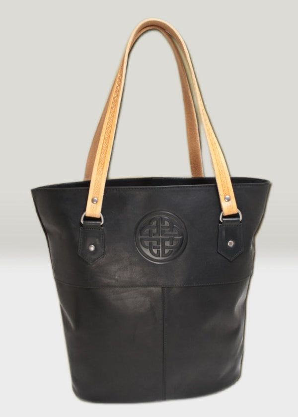 Lee River Black Leather Tote Bag