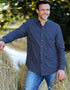 Lee Valley Cotton Grandfather Shirt | Navy White Stripe
