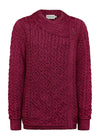 Claddagh Zip Skellig Aran Cardigan | Raspberry
