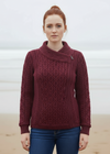 Claddagh Zip Skellig Aran Cardigan | Raspberry