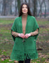 Ladies Aran Pocket Shawl | Green