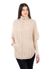 Aran Funnel Neck Cape | Oatmeal
