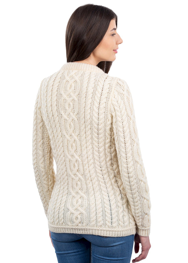 Ladies Aran Cardigan | Natural