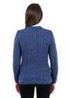 Ladies Button Aran Cardigan | Blue