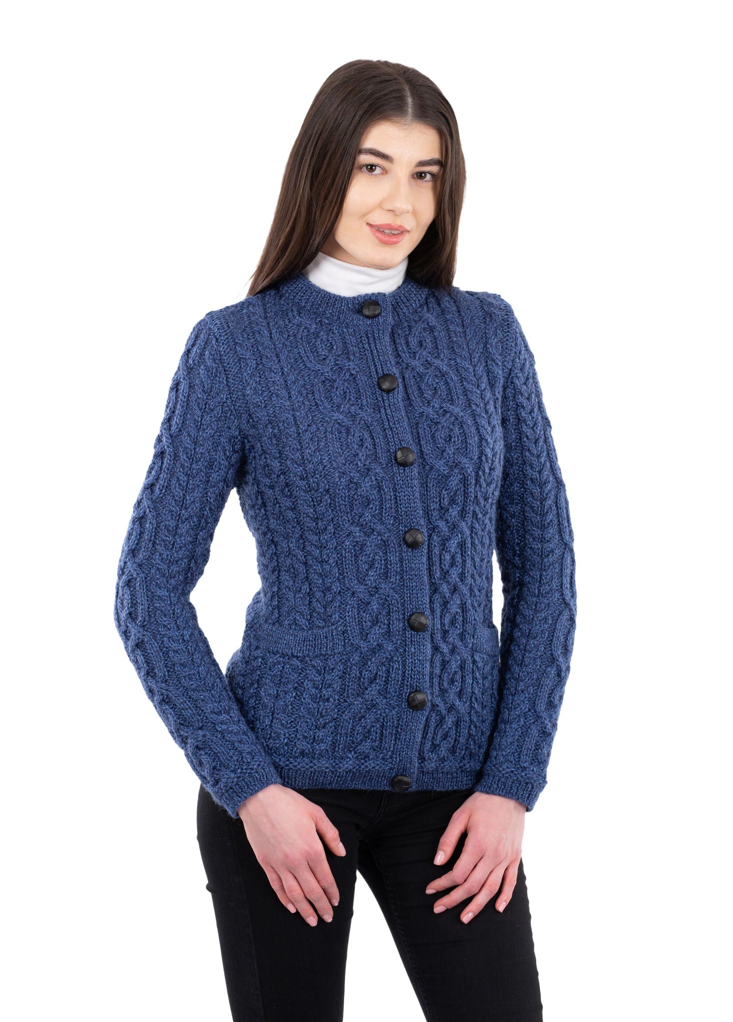 Ladies Aran Cardigan | Blue