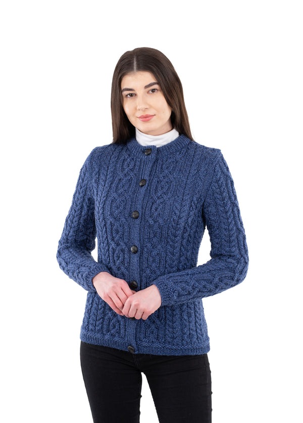 Ladies Aran Cardigan | Blue
