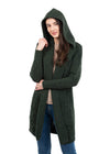 Ladies Classic Long Hooded Cardigan | Army Green