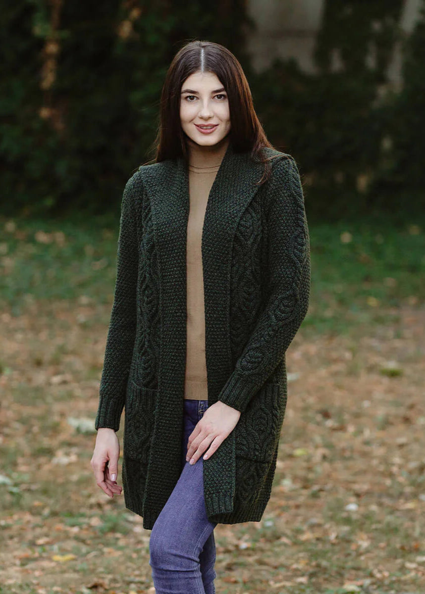 Ladies Classic Long Hooded Cardigan