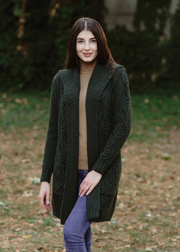 Ladies Classic Long Hooded Cardigan