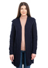 Ladies Classic Long Hooded Cardigan | Navy