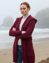 Ladies Classic Long Hooded Cardigan | Burgundy