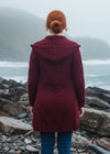 Ladies Classic Long Hooded Cardigan | Burgundy