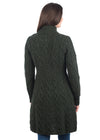 Aran Cable Knit Coat | Army Green