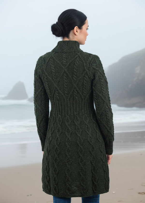 Aran Cable Signature Coat | Army Green