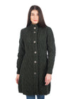 Aran Cable Knit Coat | Army Green