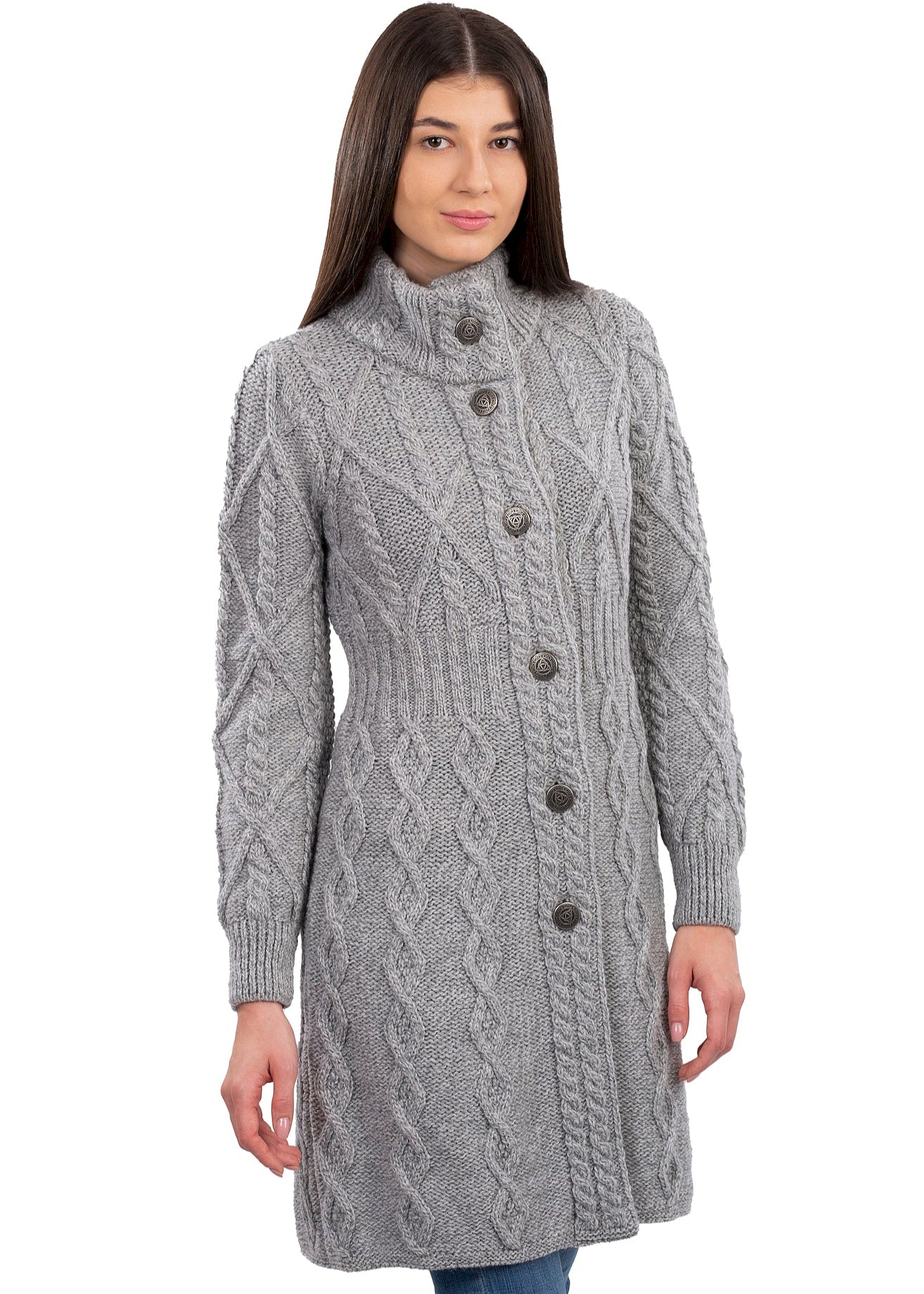 Aran Cable Signature Coat | Grey