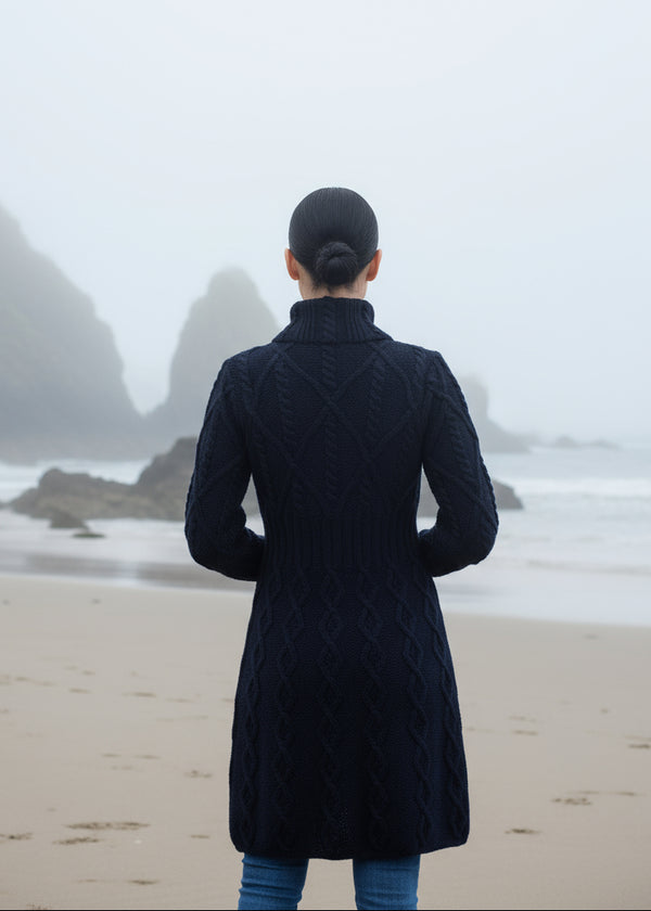 Aran Cable Signature Coat | Navy