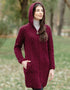 Women's Celtic Aran Merino Wool Jacket | Burgundy