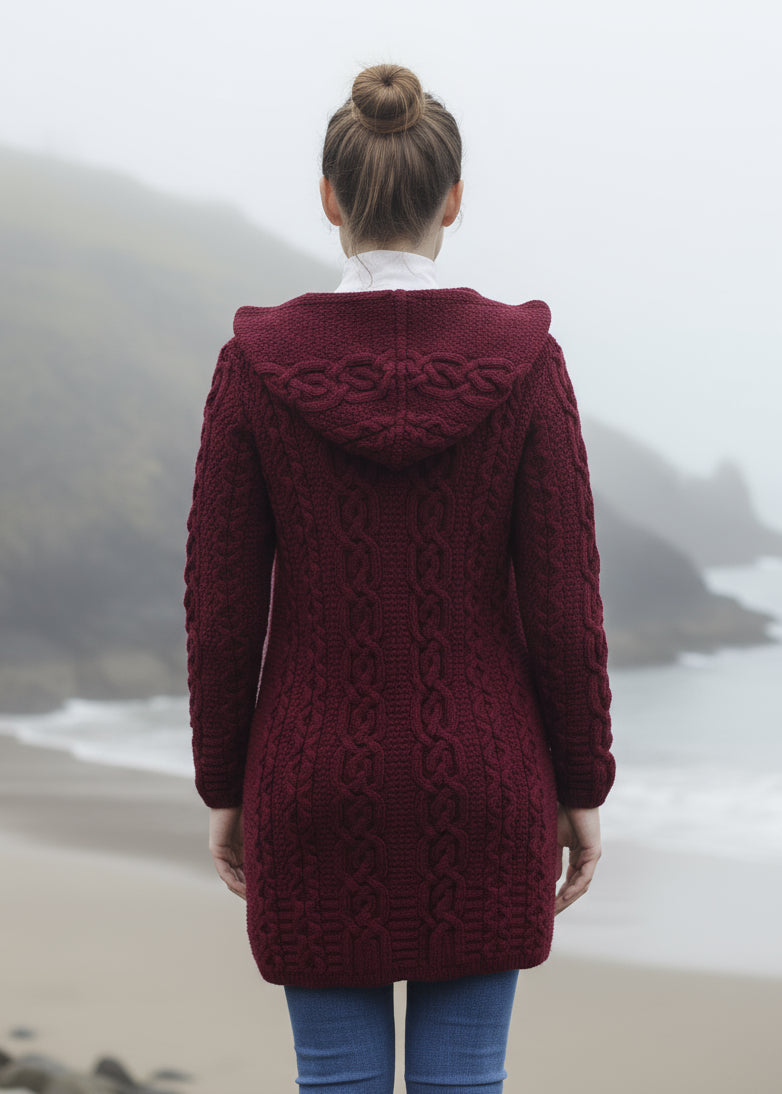 Celtic Aran Jacket | Burgundy