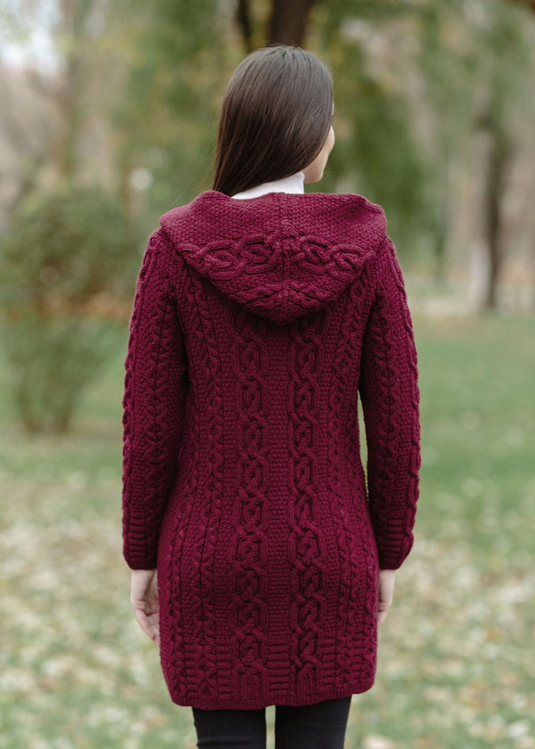 Celtic Aran Jacket | Raspberry