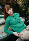 Ladies Aran Stitch Cardigan | Green