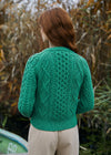 Ladies Aran Stitch Cardigan | Green