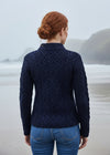 Ladies Aran Cable Knit Sweater | Navy