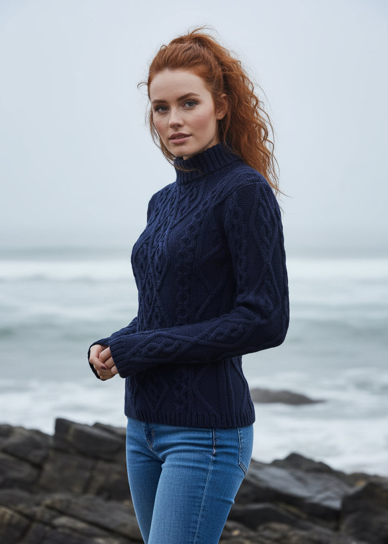 Ladies Aran Cable Knit Sweater | Skylight