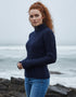 Ladies Aran Cable Knit Sweater | Navy
