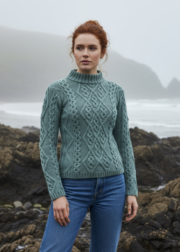 Ladies Aran Cable Knit Sweater | Skylight