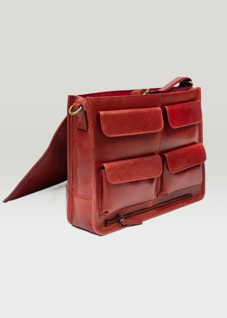 Luxury Irish Leather Satchel Bag - Red