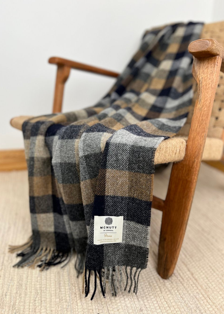 McNutt Pure Wool Throw | Navy Mustard