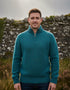 Men's Donegal Wool Half-Zip Jumper | Turquoise - Clearance