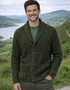 Men's Fisherman Rib Shawl Cardigan | Green
