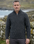 Men’s Flecked Merino Wool Quarter Zip Fisherman Sweater | Charcoal