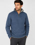 Men's Lambswool Quarter Zip Sweater - Blue Stone | IrelandsEye Knitwear