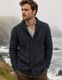 Men's Merino Wool Aran Cardigan | Charcoal - Clearance