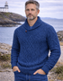 Men's Merino Wool Aran Shawl Neck Sweater | DWB